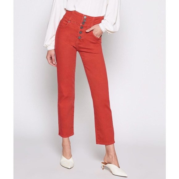 NWT Joie Laurelle High Rise Crop Slim Coral Jeans 25 - Picture 1 of 11